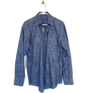 GEORGE STRAIT Wrangler Western snap blue button down shirt Mens size M